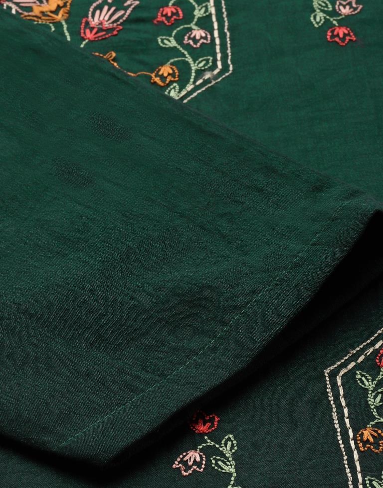 Dark Green Embroidered Kurti