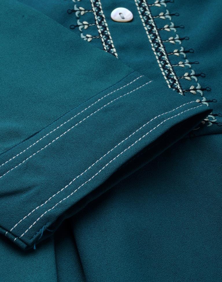 Teal Embroidered Kurti