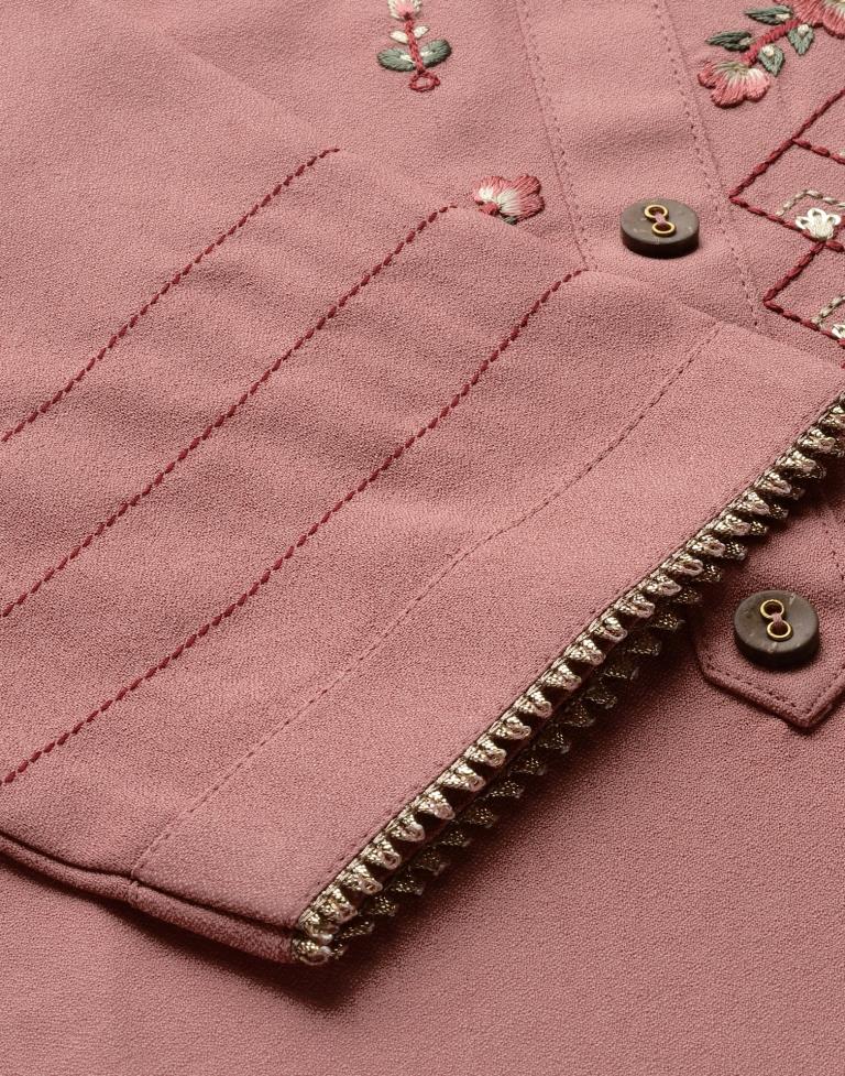 Badami Pink Embroidered Kurti