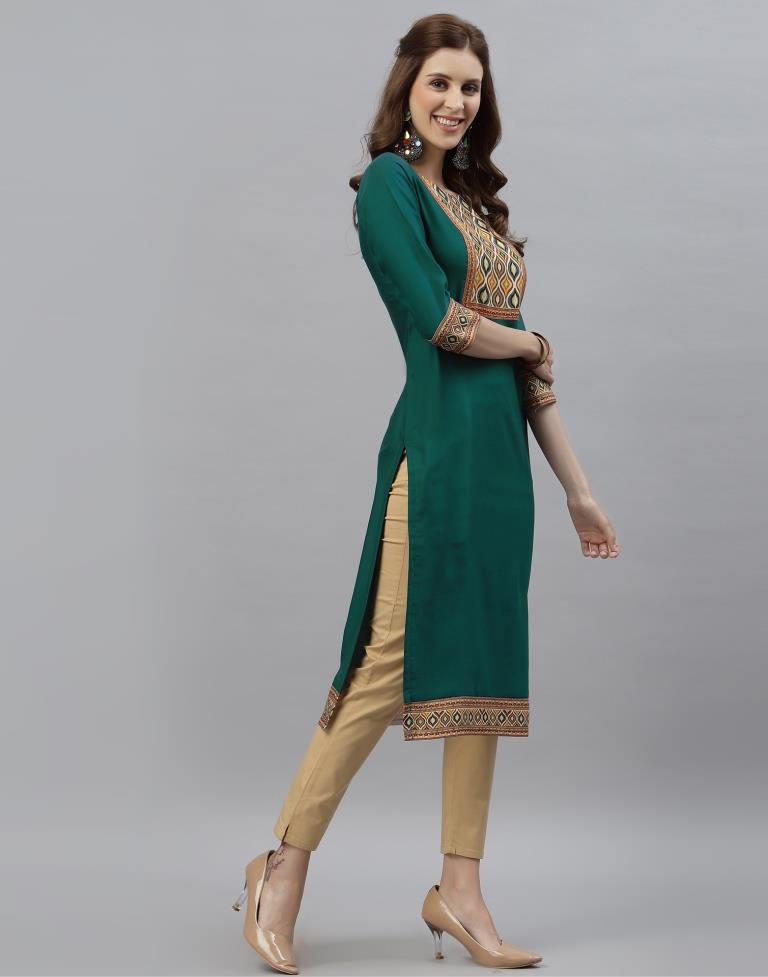 Teal Digital Printed Kurti
