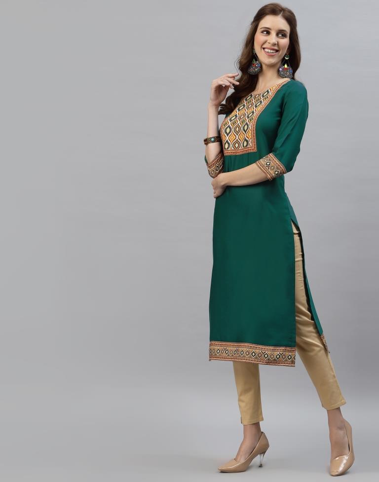Teal Digital Printed Kurti