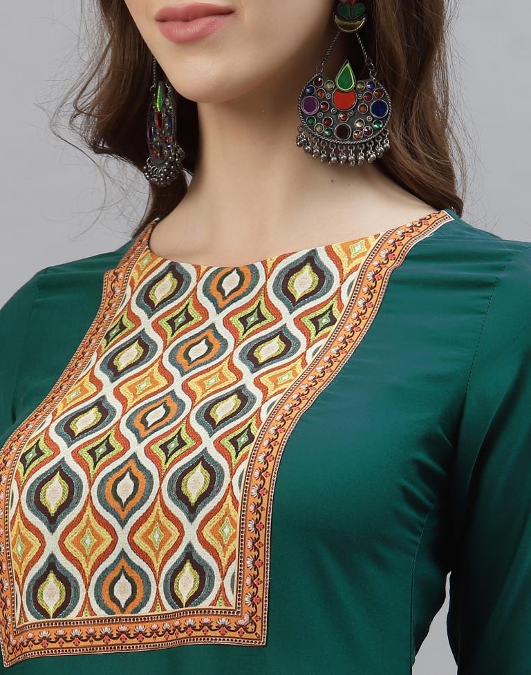 Teal Digital Printed Kurti