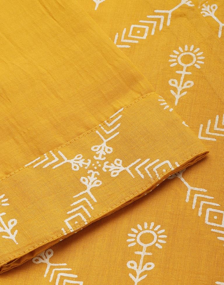 Mustard Yellow Printed Kurti