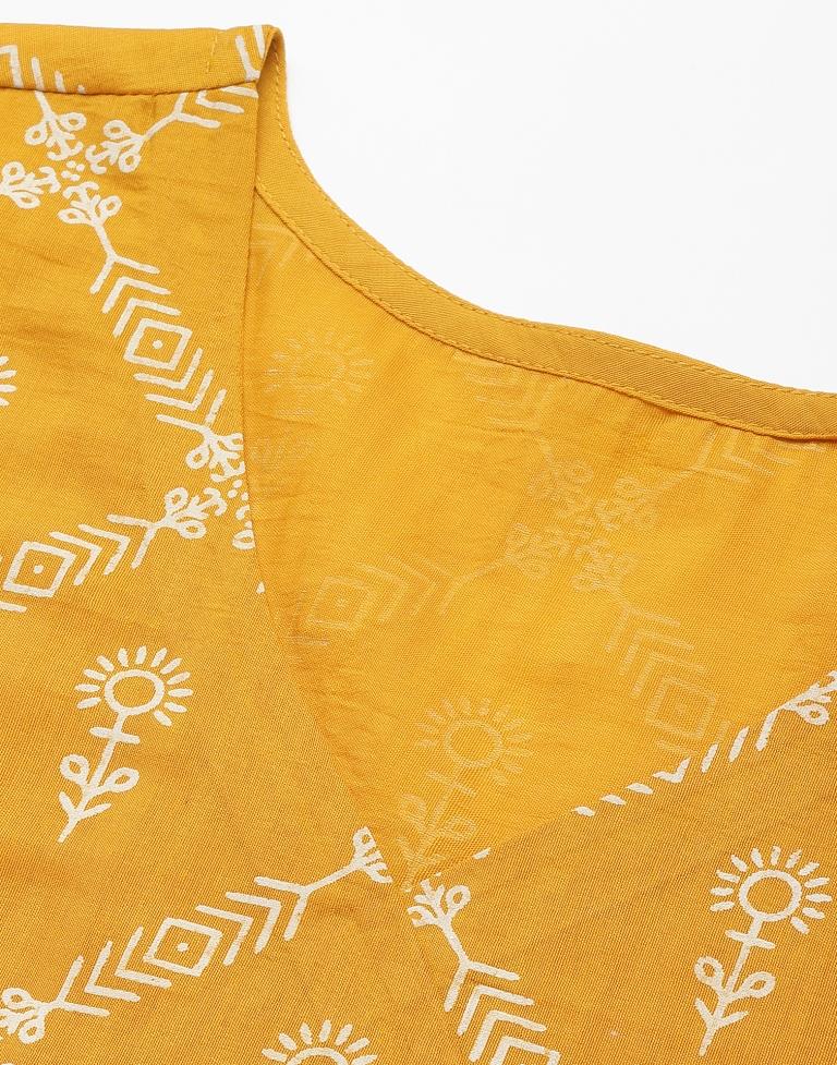 Mustard Yellow Printed Kurti