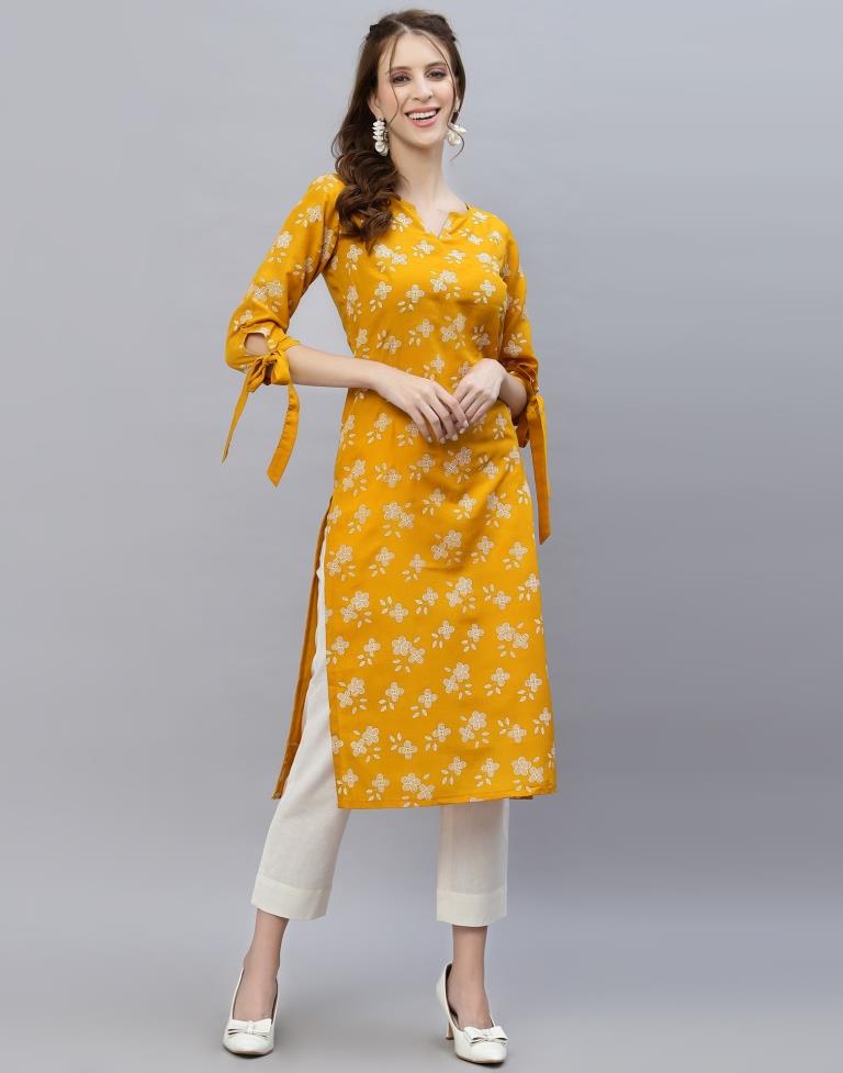 Mustard Printed Kurti