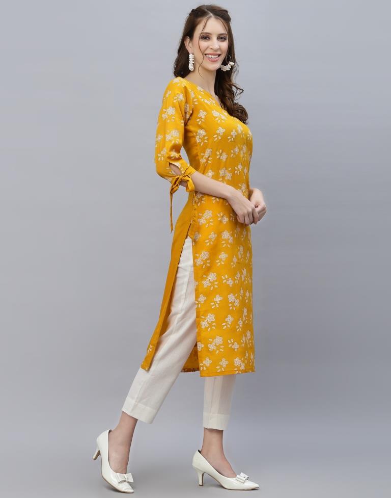 Mustard Printed Kurti