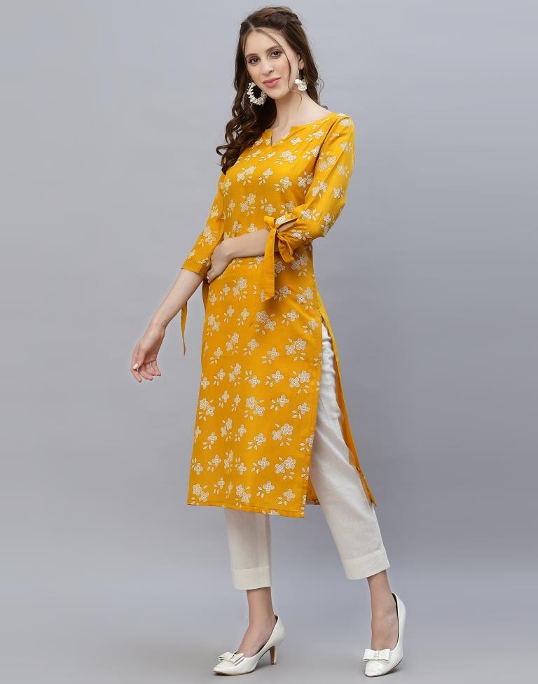 Mustard Printed Kurti