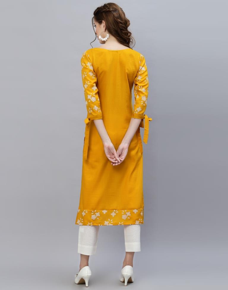 Mustard Printed Kurti