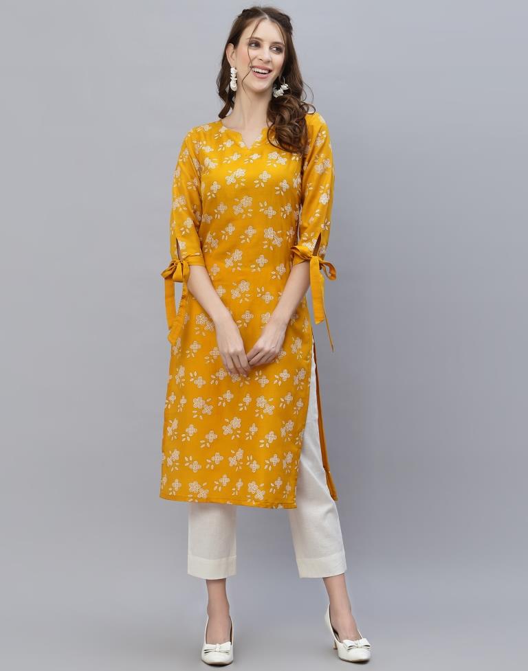Mustard Printed Kurti
