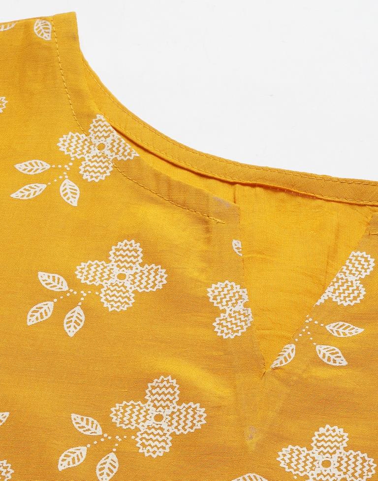 Mustard Printed Kurti