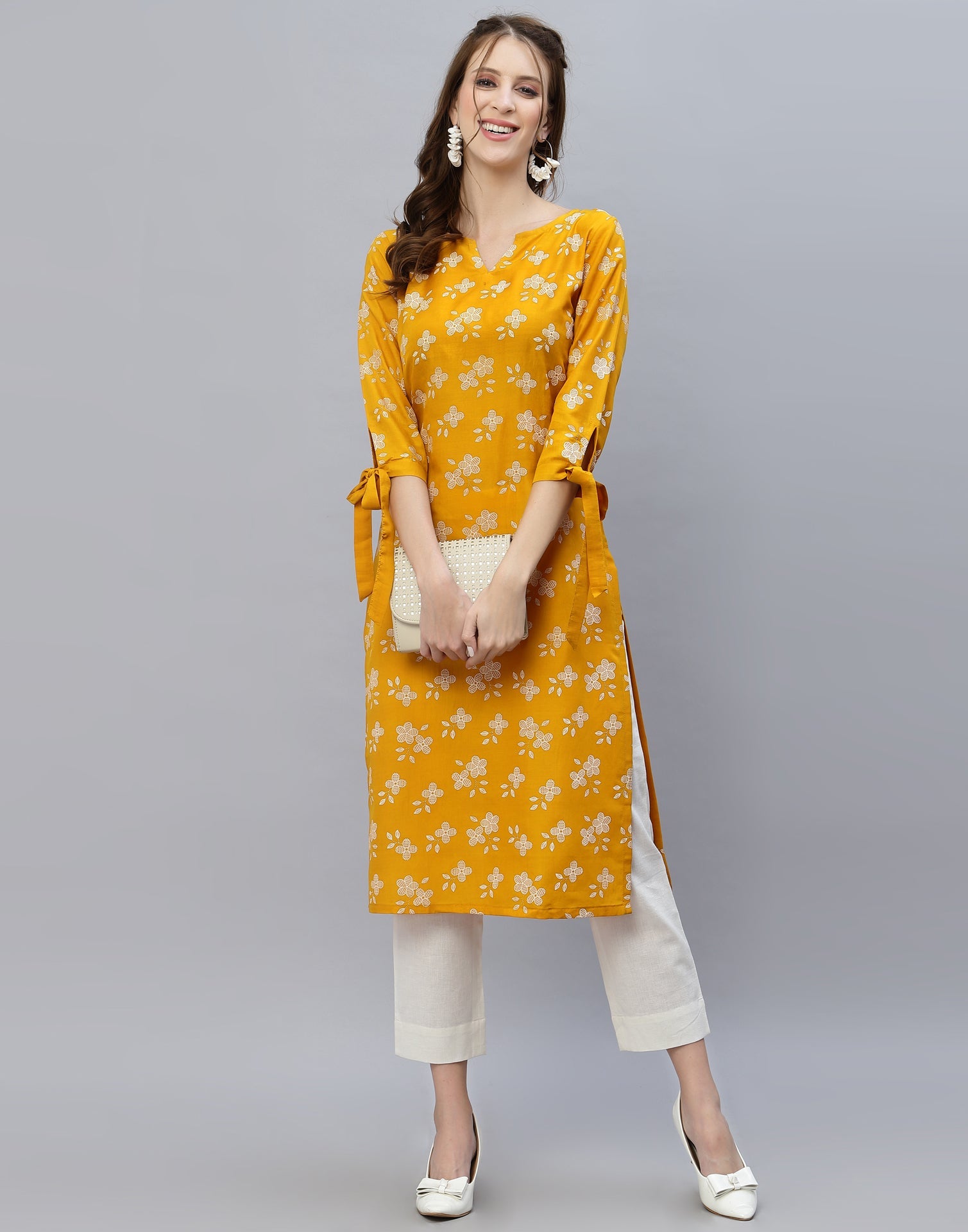 Mustard Printed Kurti