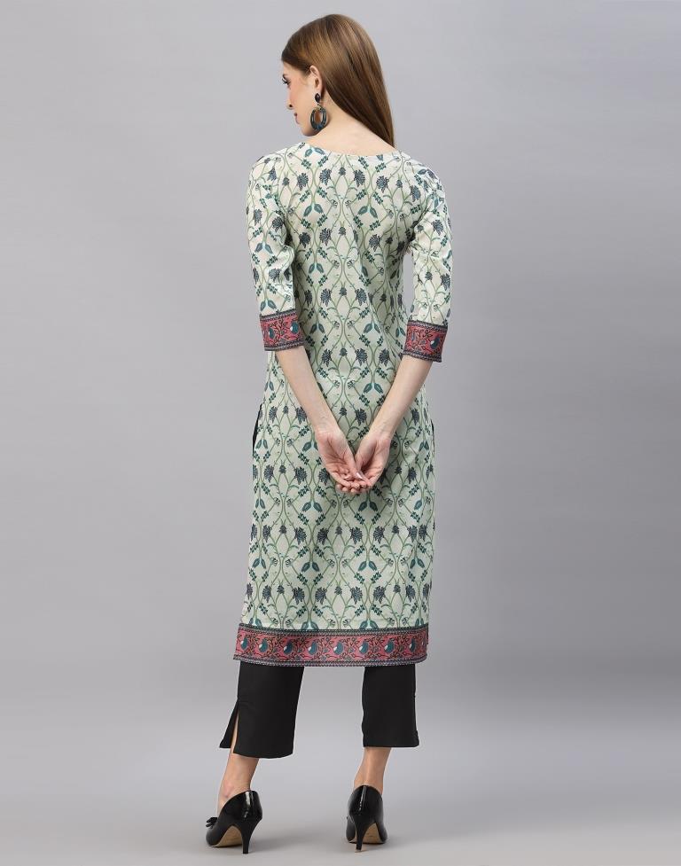 White & Blue Digital Printed Kurti