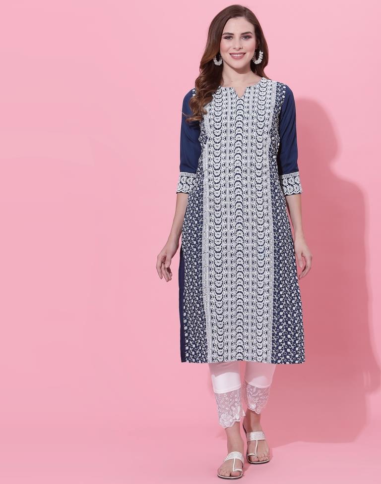 Blue Embrodery Kurti