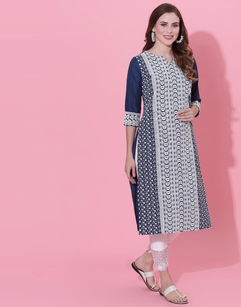 Blue Embrodery Kurti