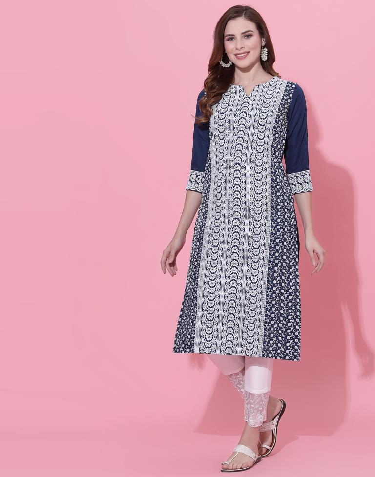 Blue Embrodery Kurti