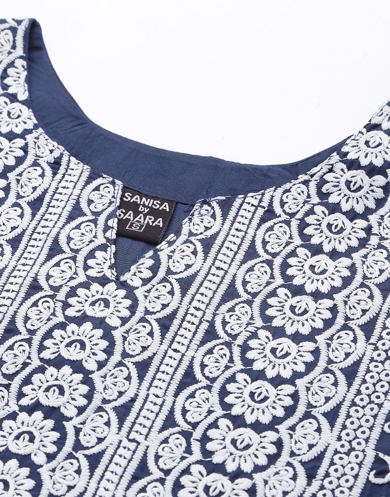 Blue Embrodery Kurti