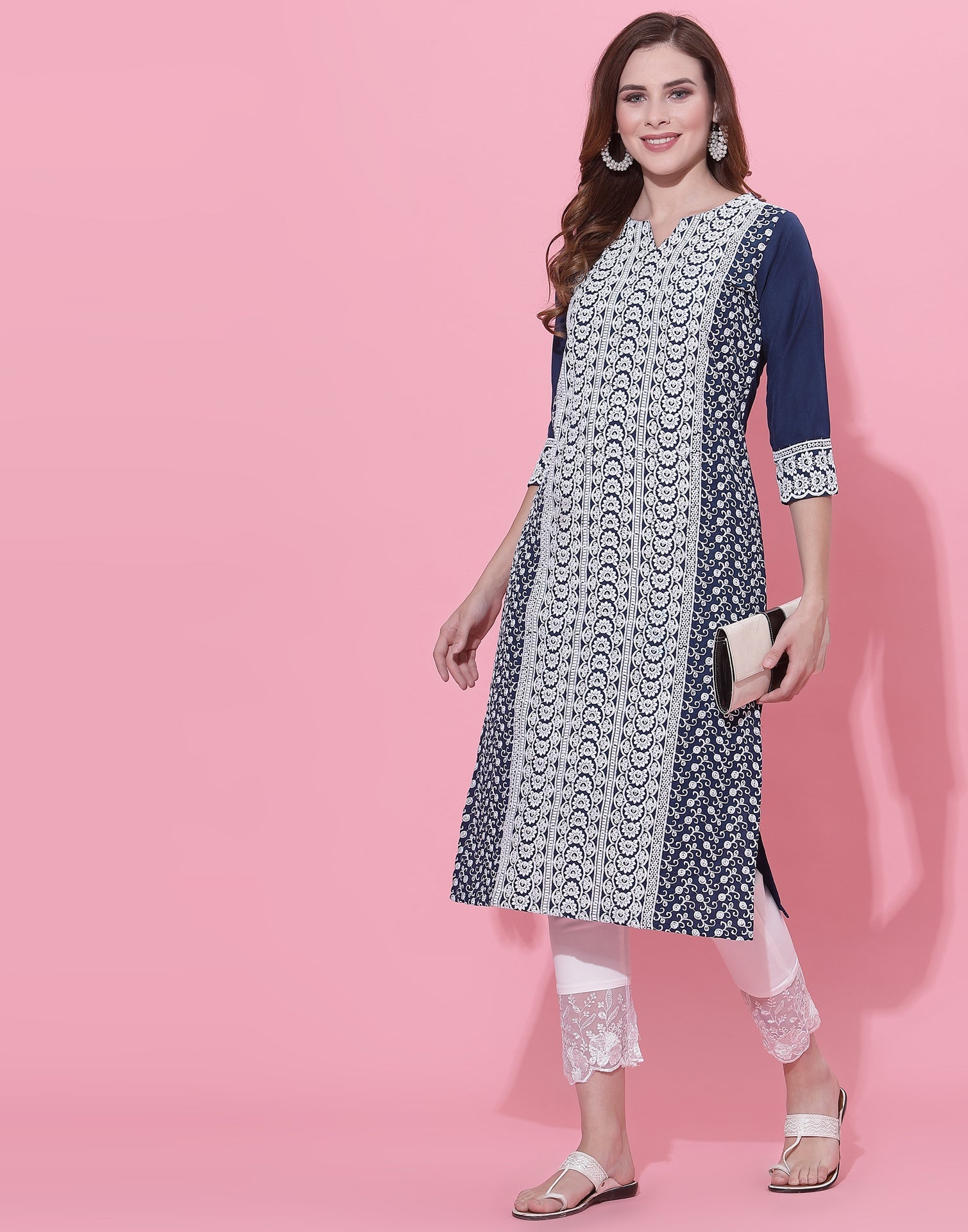 Blue Embrodery Kurti