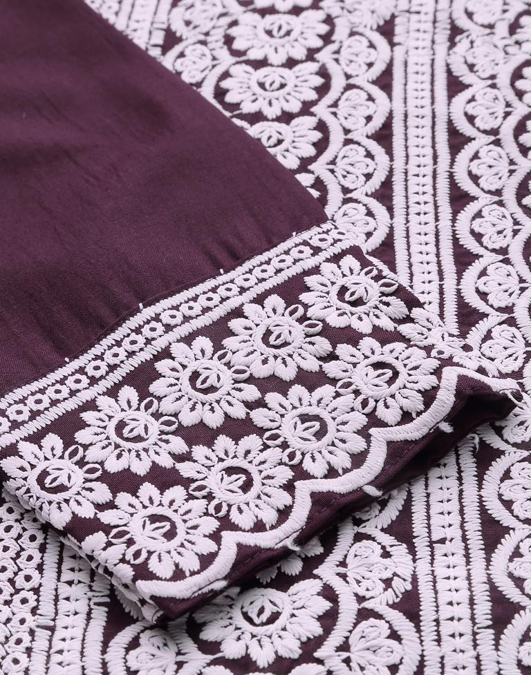 Wine Embrodery Kurti