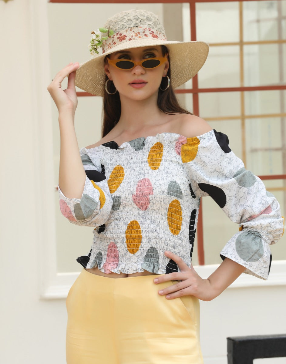 White Smocked Top
