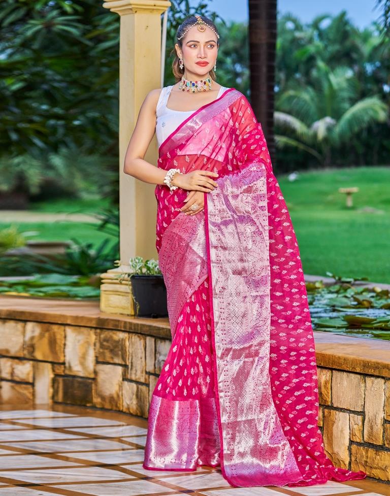 Buy Pink and Green Banarasi Saree, Indian Wedding Saree, South Indian  Style, Handloom Silk, Gifts for Her, Traditional Event Saree Online in  India - Etsy