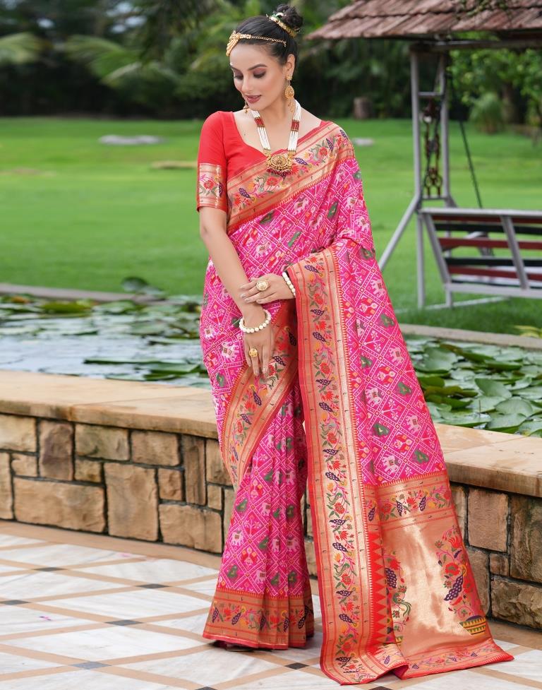 Rani Pink Silk Weaving Patola Saree