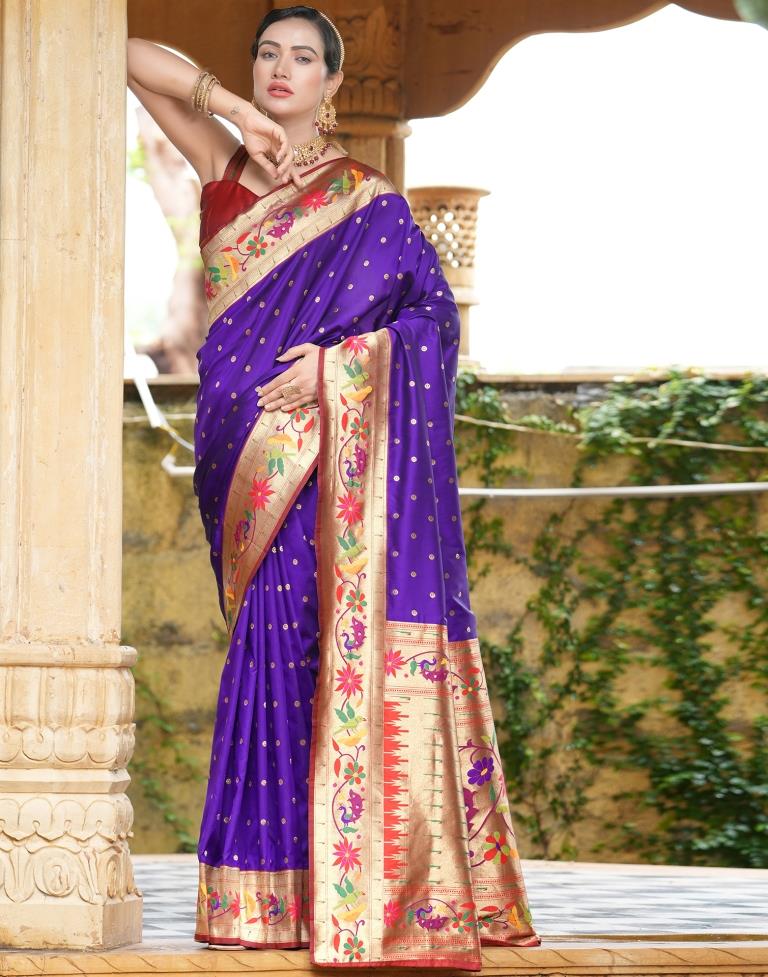 Violet Weaving Silk Paithani Saree