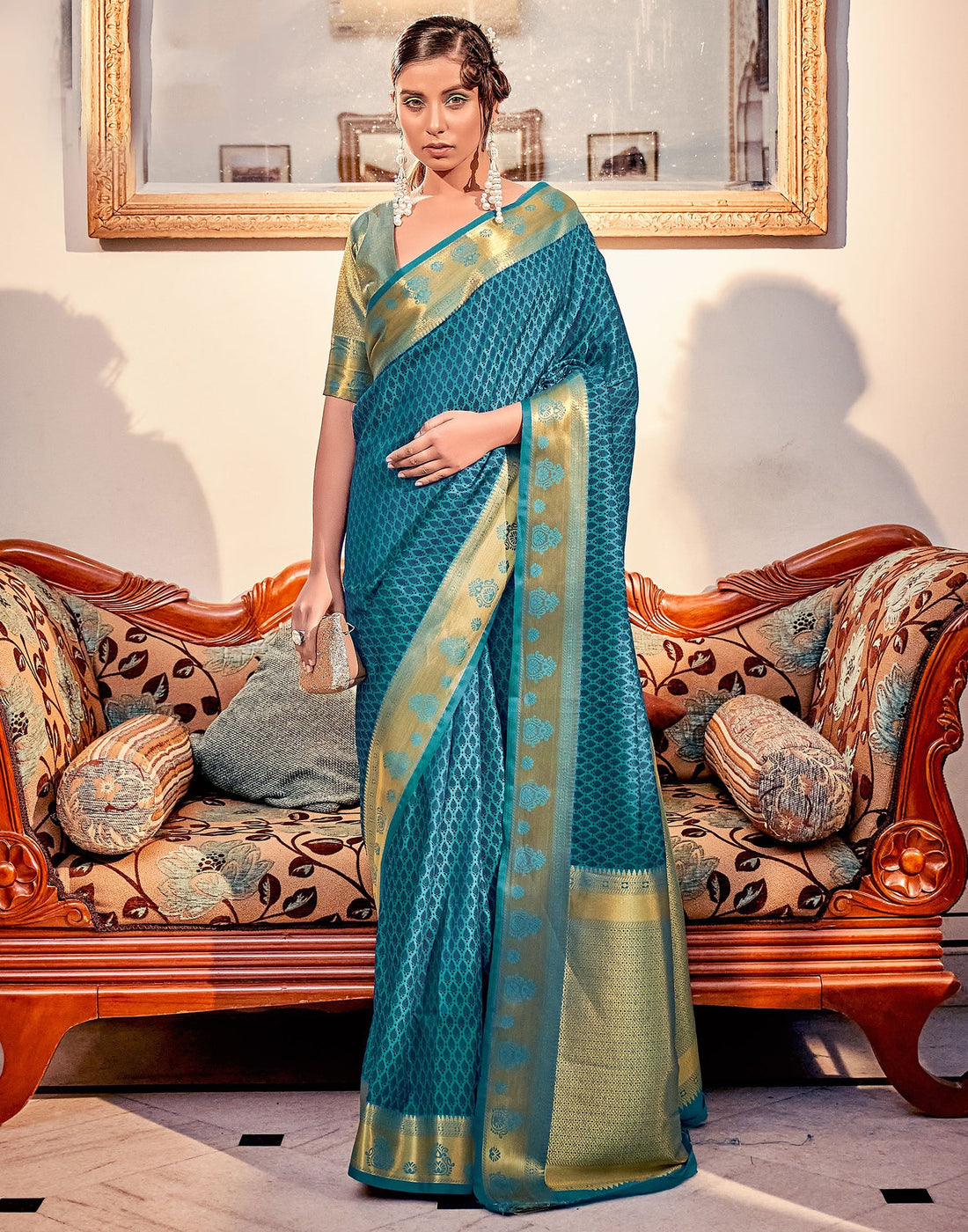 Blue Weaving Silk Banarasi Saree