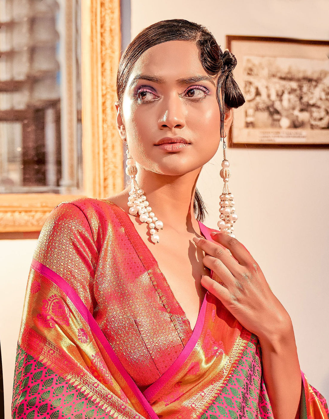 Pink Weaving Silk Banarasi Saree