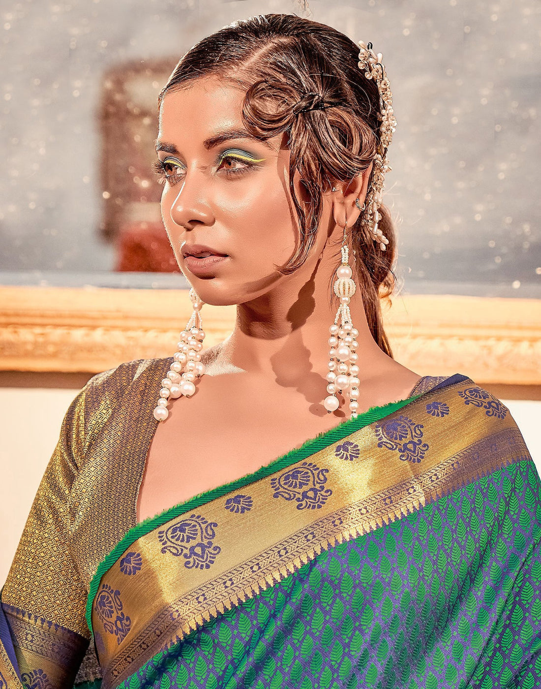 Navy Blue Weaving Silk Banarasi Saree