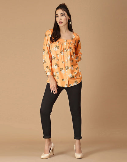 Light Orange Printed Shirt