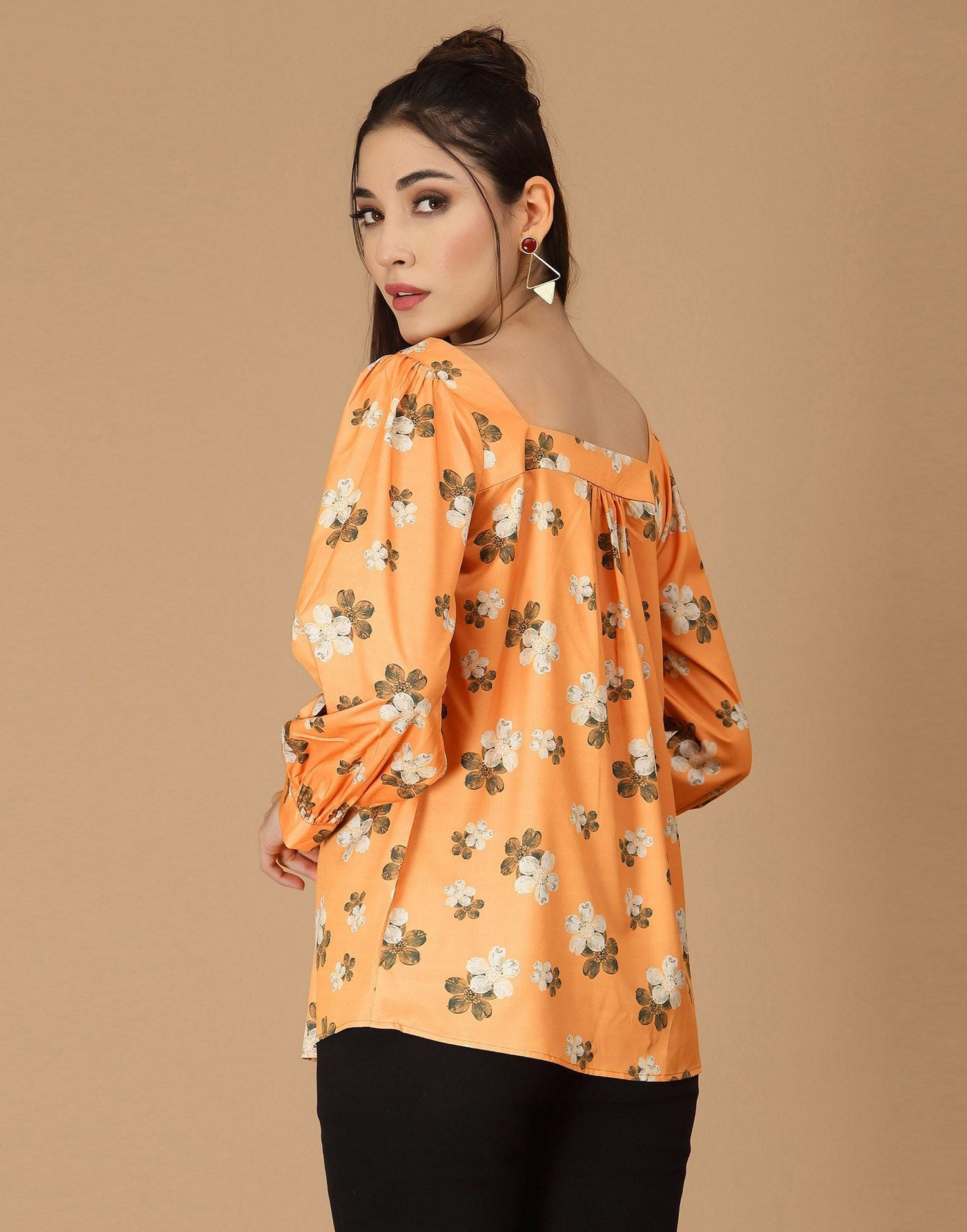 Light Orange Printed Shirt