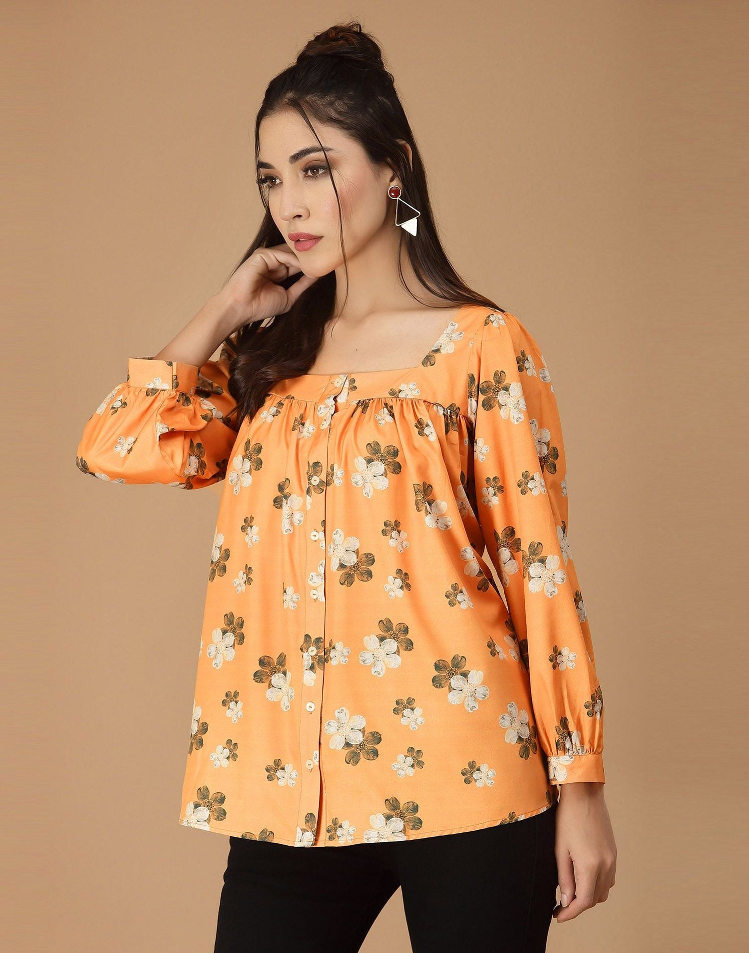 Light Orange Printed Shirt