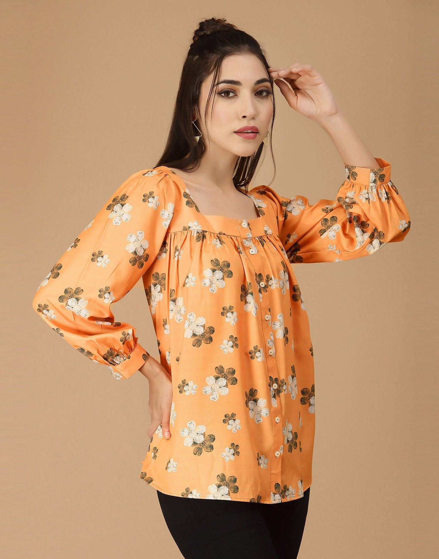 Light Orange Printed Shirt