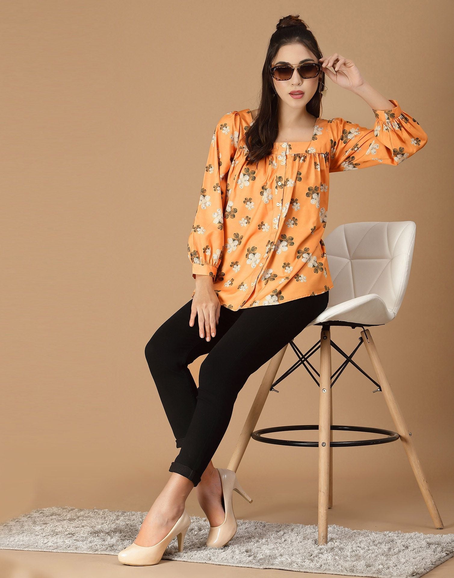 Light Orange Printed Shirt