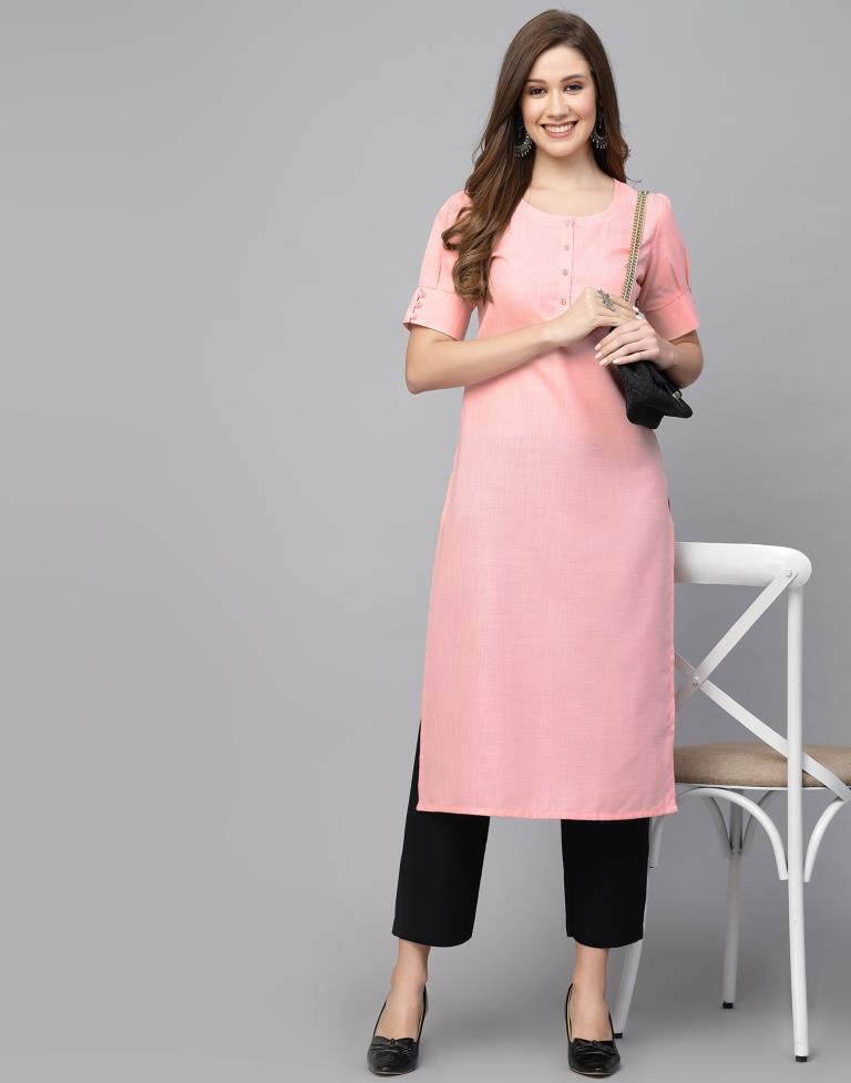 Light Pink Solied Kurta
