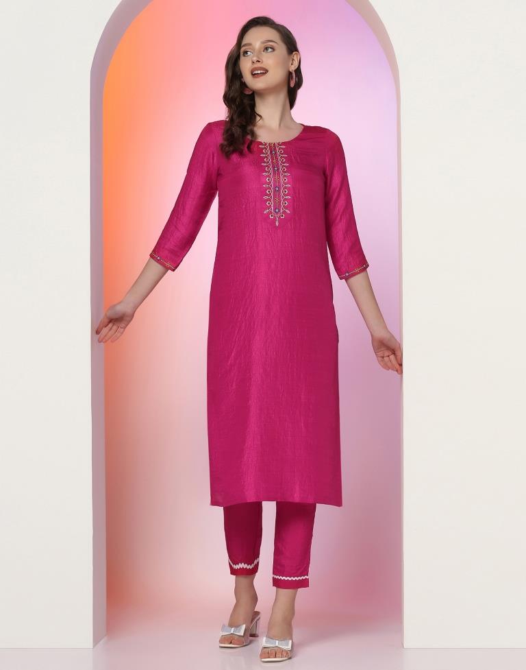 Pink Embroidered Kurta