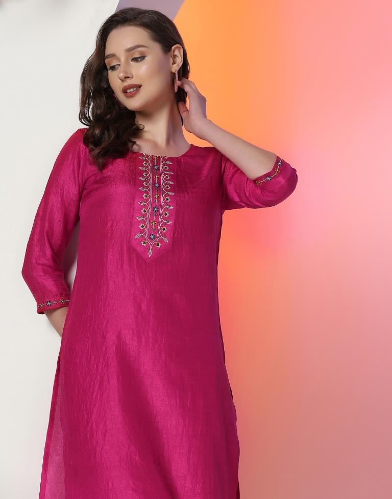 Pink Embroidered Kurta
