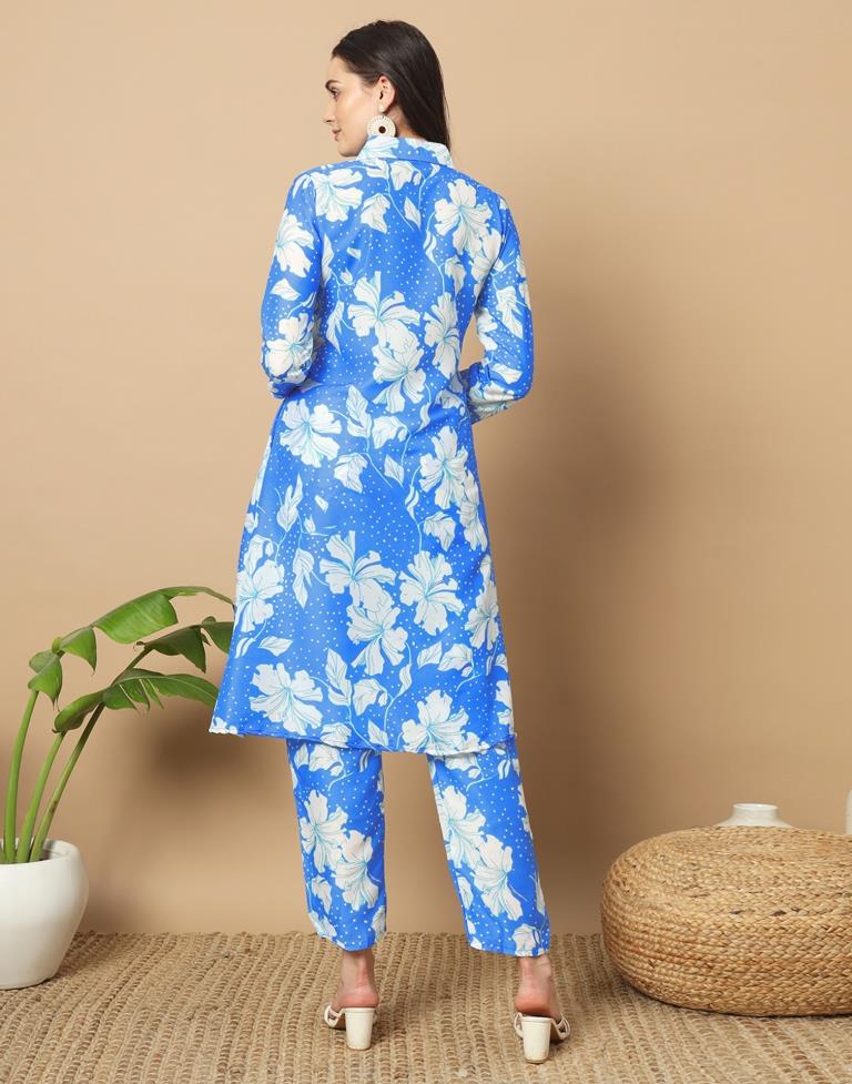 Blue Cotton Printed Co-ord Set