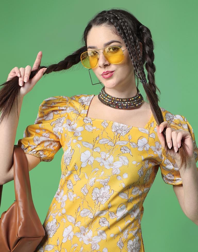Yellow Printed Bodycon