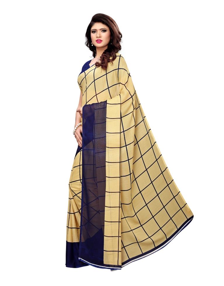 Beige Coloured Georgette Printed Saree | SLV1022S2002