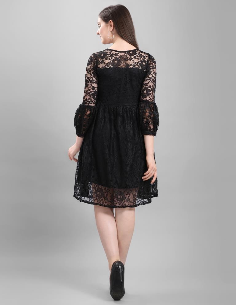 Black Coloured Net Russell Net Dress | SLV102TK2451