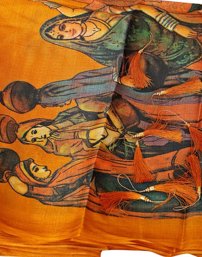 Yellow Coloured Poly Silk Printed Saree | SLV1034S5043