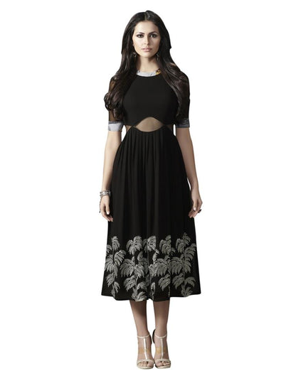 Black Coloured Georgette Embroidered Kurti | SLV103K346