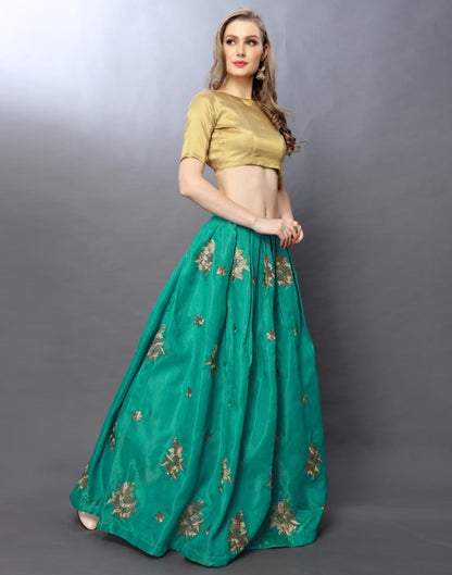 Angellic Turquoise Coloured Satin-Taffeta Zari Embroidered Casual Wear Lehenga | SLV103L10195