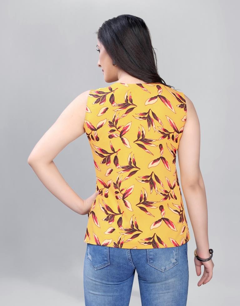 Gorgeous Yellow Coloured Printed Crepe Tops | SLV106TK2491