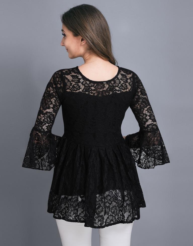 Amiable Black Coloured Net Russell Net Tops | SLV112TK2562