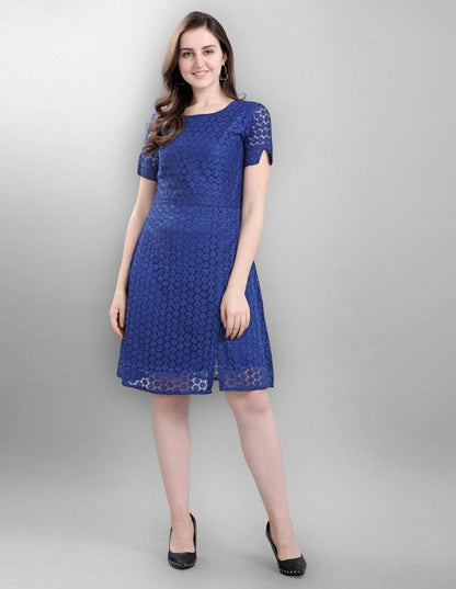 Blue Coloured Net Russell Net Dress | SLV114TK2602
