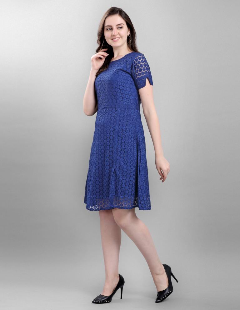 Blue Coloured Net Russell Net Dress | SLV114TK2602