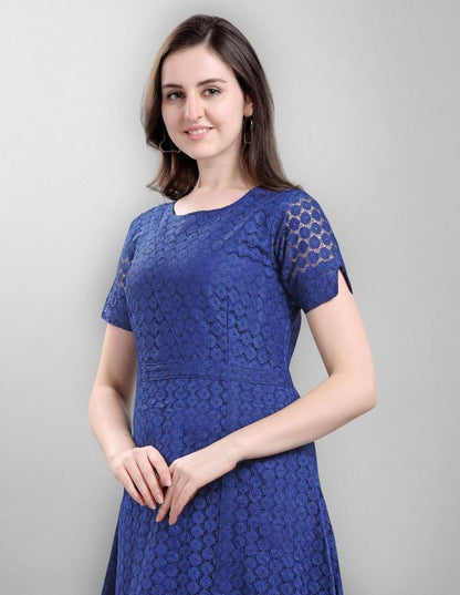 Blue Coloured Net Russell Net Dress | SLV114TK2602