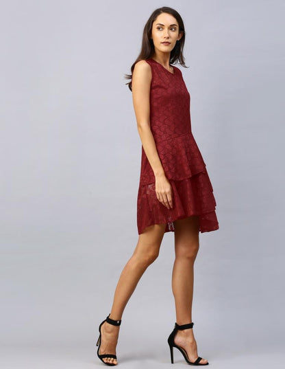 Red Coloured Net Russell Net Dress | SLV114TK2603